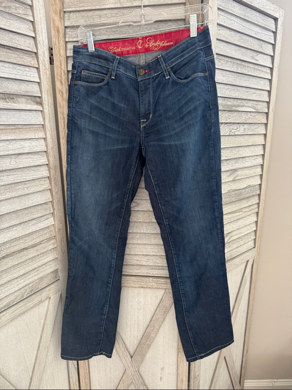 151.CJ Cookie Johnson Women’s  jeans Straight Leg Jeans with Red Accents